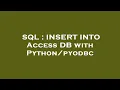 SQL INSERT INTO Access DB with