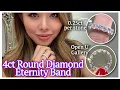 Top Selling Wedding Band 4ct Round Diamond Shared Prong U Gallery Eternity Band