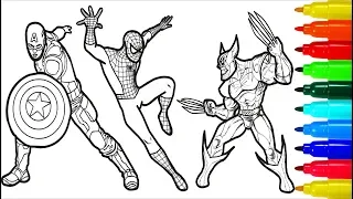 Spiderman Iron Man Deadpool Captain America Wolverine Coloring Pages Superheros Coloring Pages