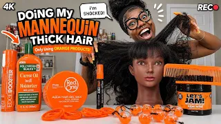 DOiNG My MANNEQUiN THiCK HAiR OnLy USiNG ORANGE  PRODUCTs