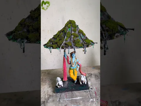 गोवर्धन पर्वत उठाएं श्री कृष्ण मूर्ति कैसे बनाएं | janmashtami special Krishna murti making #Shorts
