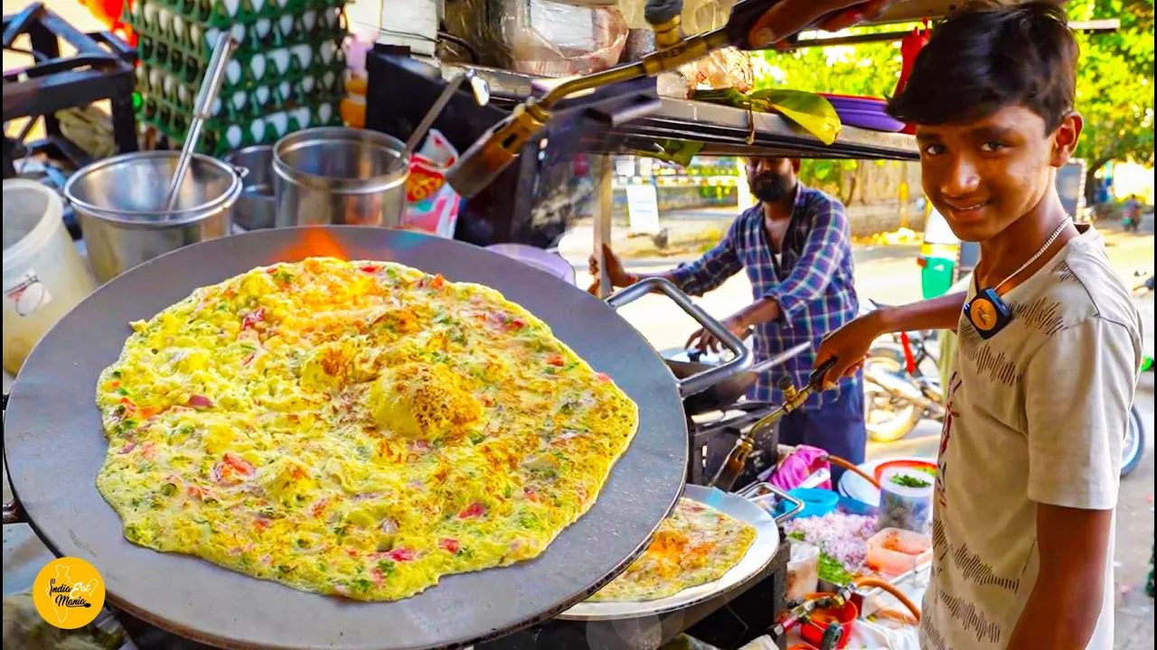 Bangalore 16 Years Old Boy Selling 6 Eggs Fire Tandoori Omelette Rs. 120/- Only l Karnataka Food