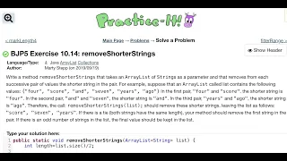 Java Practice It Exercise 10 14 removeShorterStrings 1 ArrayList collections array list