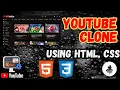 YouTube Clone Using HTML CSS Front End Of YouTube Website Web Development 2024