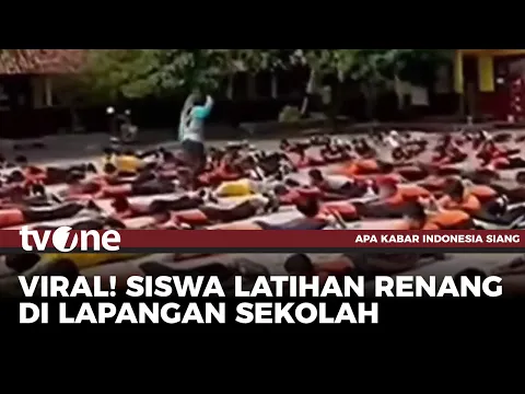 VIRAL! Siswa di Karawang Belajar Renang di Lapangan Sekolah