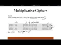 Cryptography Network Security-Multiplicative Ciphers Affine Ciphers