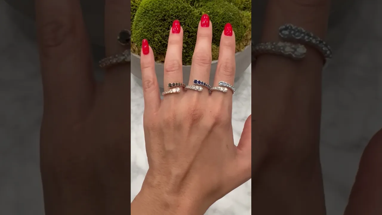 14K Rose Gold Diamond & Black Diamond  Bezel Bypass Ring