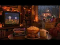 Cozy 2000s Halloween Night 🎃 Vintage Rain Ambience | Thunder, Crackling Fire & Nostalgic Fall Vibes
