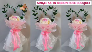 Download Single satin ribbon rose bouquet wrapping tutorial #satinribboncrafts #ribbonroses MP3