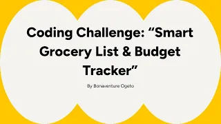 Coding Challenge Build a Smart Grocery List Budget Tracker in Python