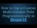 How to Use a Custom Multi-Column Field Programmatically in Drupal 11