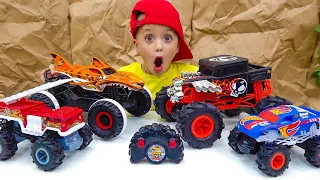 vlad dan niki bersenang senang dengan mainan hot wheels monster truck rc baru