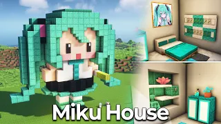 ⛏️ Minecraft Tutorial :: How to build a Hatsune Miku House 💙 [마인크래프트 하츠네 미쿠 모양 집짓기 건축강좌]