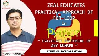 WAP to calculate factorial using for looping Python Tutorial in hindi Zeal Educates