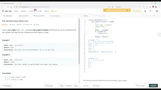 LeetCode 416 Partition Equal Subset Sum - Python