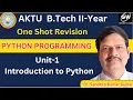 UNIT-1 I ONE SHOT I Introduction to Python I PYTHON PROGRAMMING I Gateway Classes I AKTU