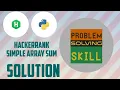 Simple Array Sum Hackerrank Solution Problem Solving Python In Hindi