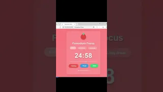 Pomodoro Timer Using HTML CSS JavaScript Focus Timer Web App UI Design