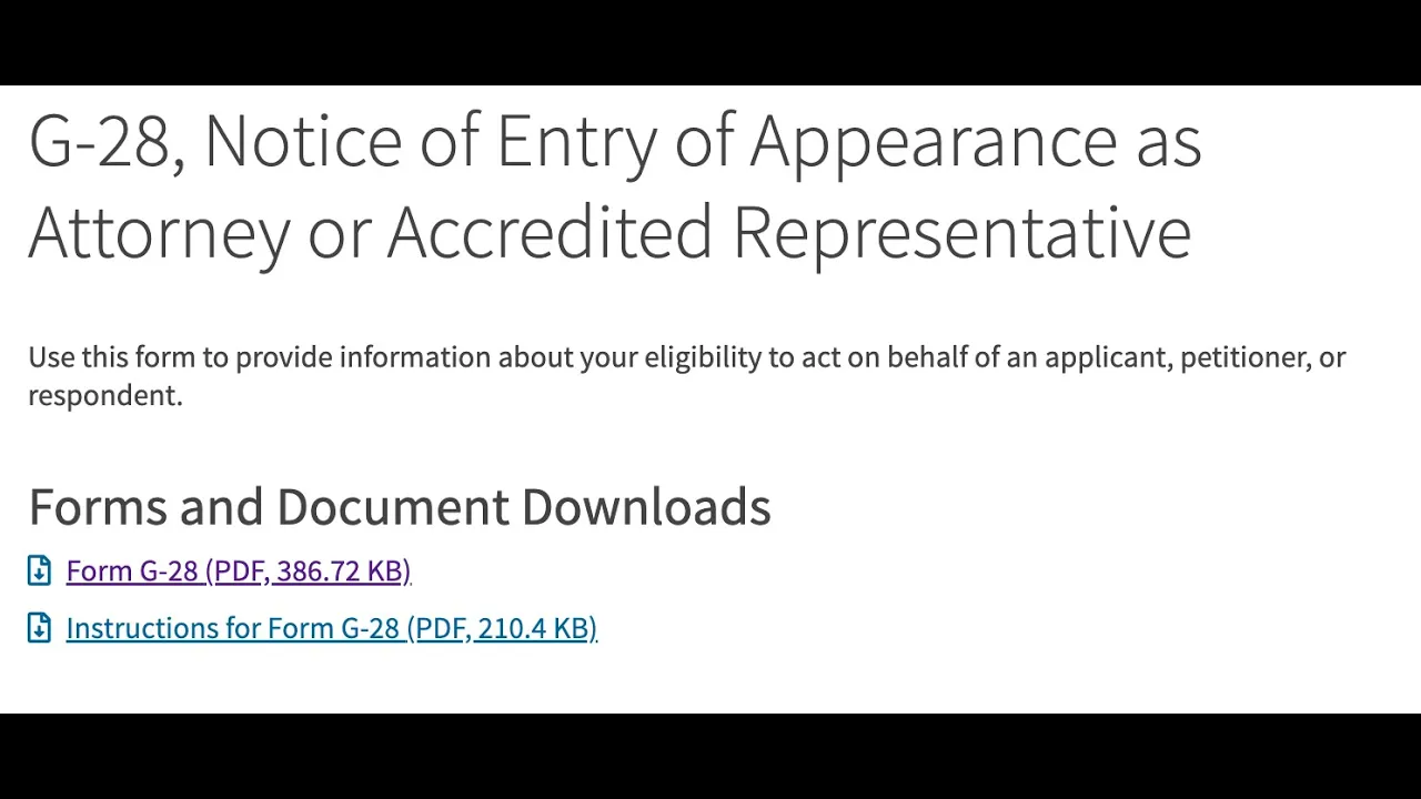 How to file out Form - G-28 - Notice of Attorney Appearance