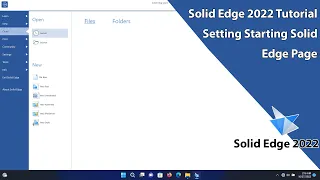 Solid Edge 2022 Tutorial - Setting Starting Solid Edge Page