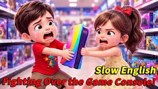 LIVE Fighting Over a Game Console Family Kids Stories Slow English Listening A2