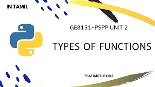 Types of Functions in Python User-defined functions Pre-defined functions Explained in Tamil