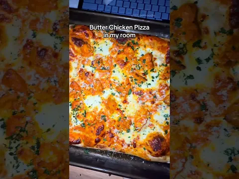 Butter Chicken Pizza in my room #shorts #food