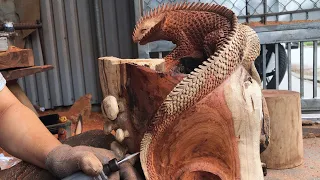 Download Wood Carving a gecko from a rotten log is simple MP3