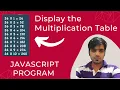 JavaScript Program to Display the Multiplication Table