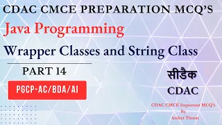 CDAC Java Programming CMCE Preparation MCQs Wrapper Classes and String Class Part 14