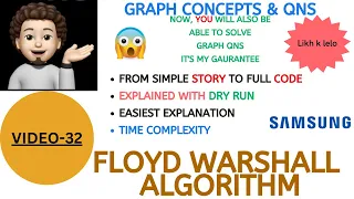 Floyd Warshall Algorithm Full Detail Samsung Graph Concepts Qns - 32 Explanation Coding