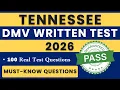 Tennessee DMV Written Test 2026 100 Most Important Questions Answers TN DMV Permit Test 2026