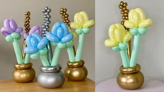 Magic Standing Flower Pot Of Lillies Made Out Of Balloons