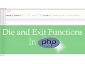 PHP - die and exit Functions in PHP