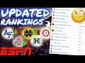 UPDATED ESPN College Football FULL FBS Rankings Week 2