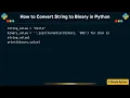 How to Convert String to Binary in Python