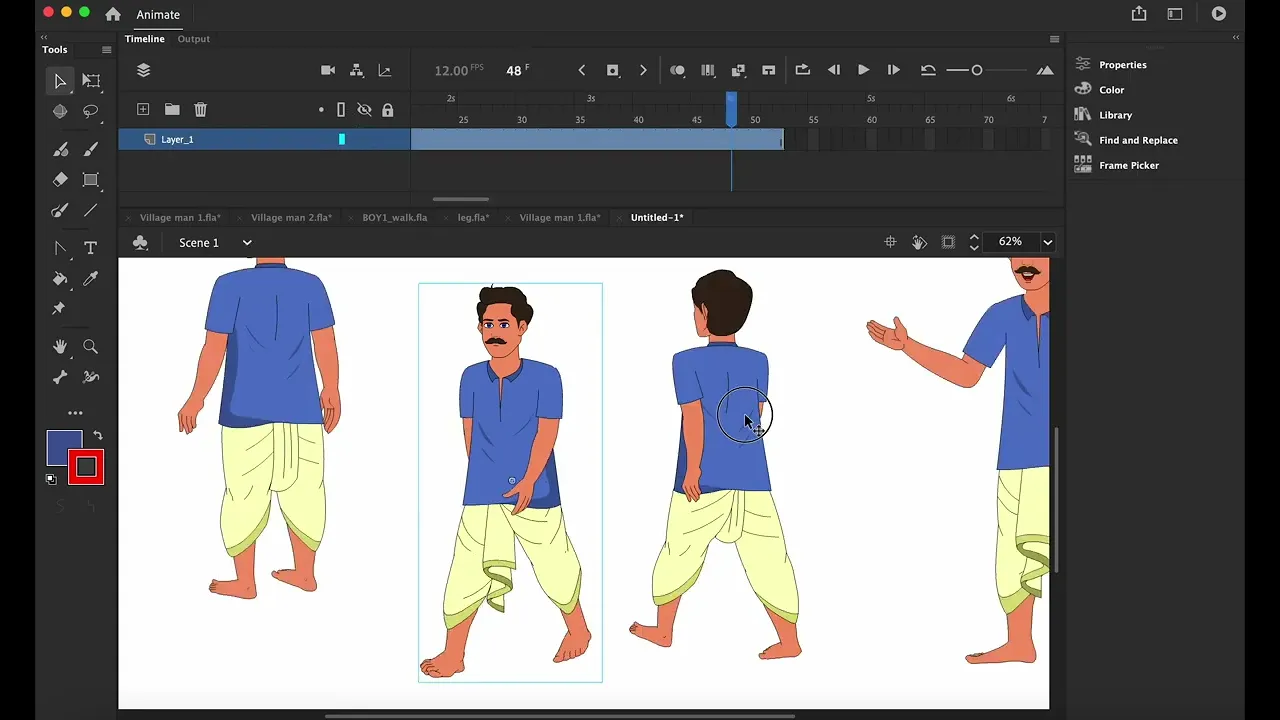 Village Man Character for Adobe Animate CC