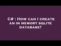 C How can I create an in memory sqlite database