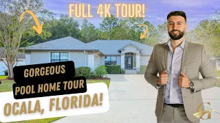 GORGEOUS POOL HOME FOR SALE IN OCALA FLORIDA DEER PATH SUBDIVISION 4K WALKTHROUGH