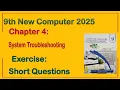 9Th Class Computer New Book 2025 Chapter 4 Exercise Solution Punjab Board 9th new computer