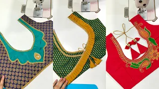 3 viral blouse back neck design cutting and stitching full tutorial step by step #blouse #trending
