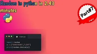 Learn python Random in 2 43 minutes