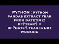 PYTHON python pandas extract year from datetime df year df date year is not working