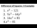 Special Factoring Difference of Squares 4 Different Examples