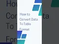 How to convert data to Table format in excel tips