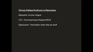 Chronic Fatigue Syndrome vs Depression