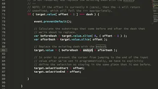 Replacing Double-Dashes With Em Dashes While Typing In JavaScript