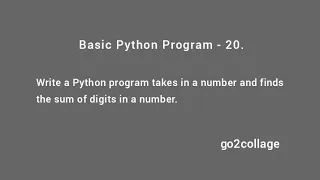 EP 20 Language Python Basic Program I go2collage
