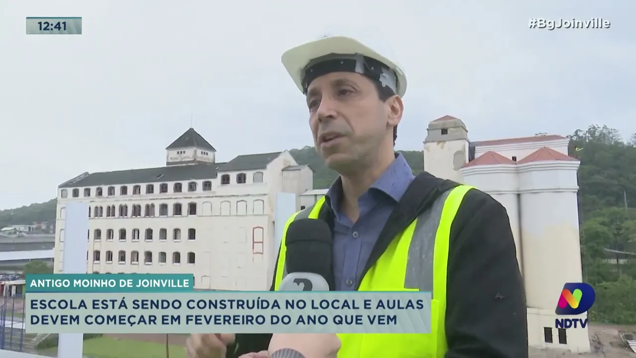 Antigo Moinho de Joinville: escola está sendo construída no local e aulas devem começar em fevereiro