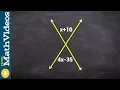 Use the relationship of vertical angles to solve for the missing variable x